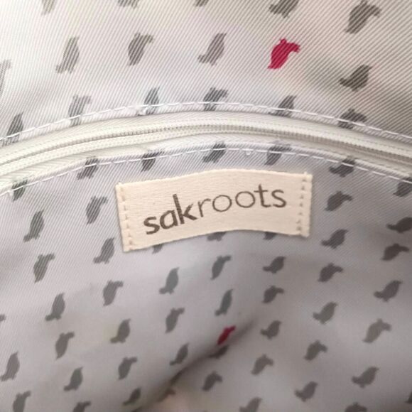 Sakroots Artists Circle Flat Lg Crossbody Bag Multicolor Coated Canvas Blk Strap - Picture 6 of 8